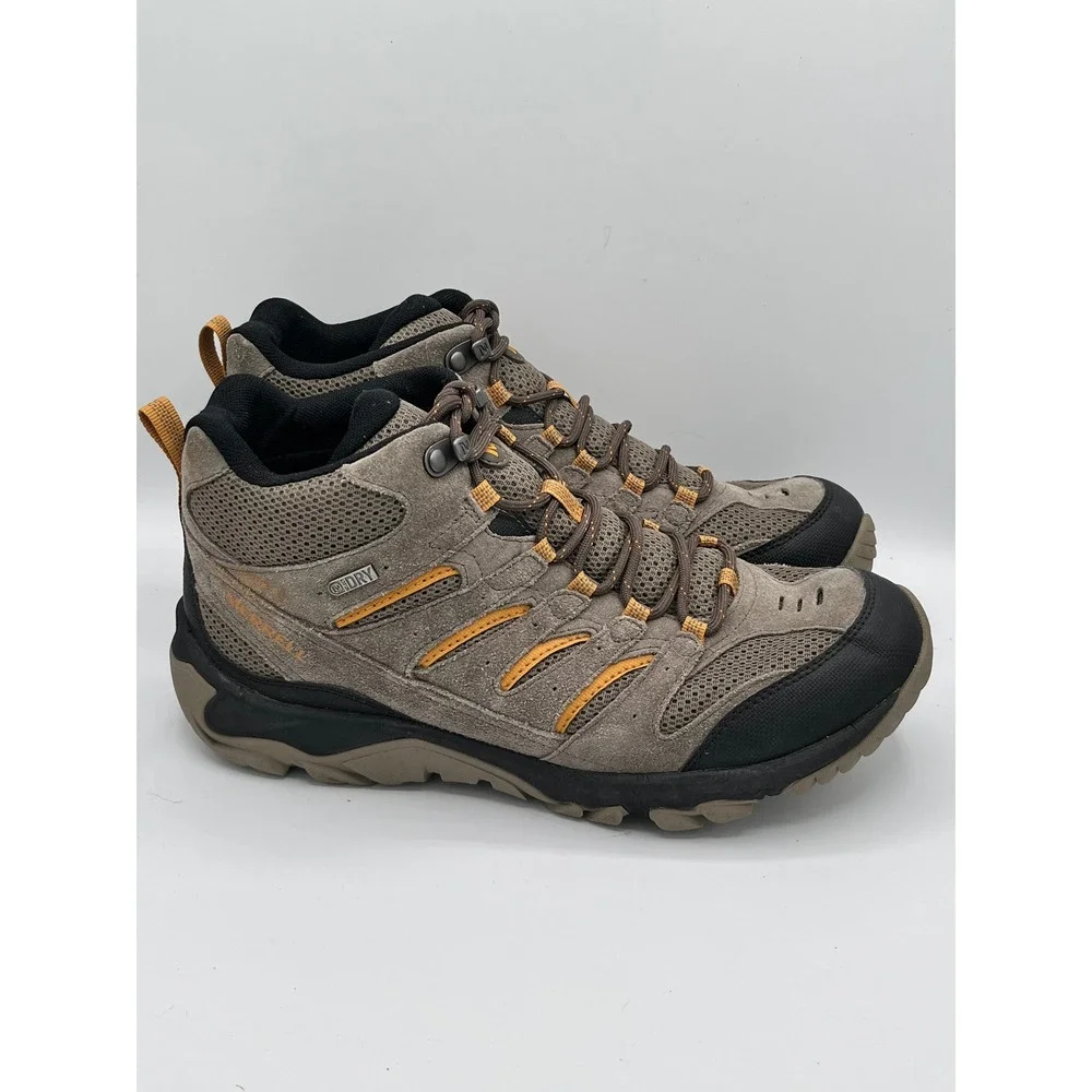 Merrell Alverstone Mid Waterproof Hiking Boots Men Sz 9 Boulder Orange J09559